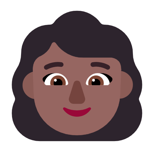 Microsoft design of the woman: medium-dark skin tone emoji verson:Windows-11-23H2