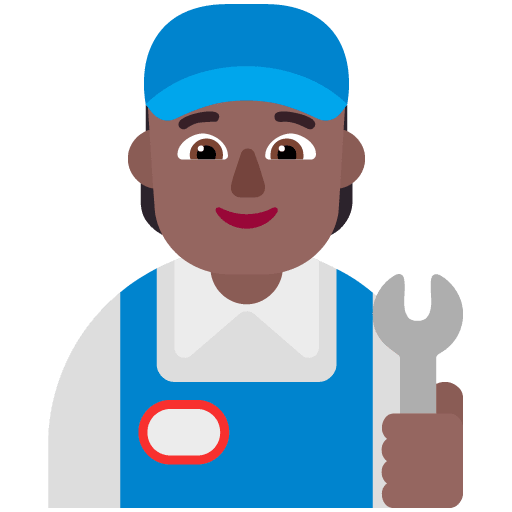 Microsoft design of the mechanic: medium-dark skin tone emoji verson:Windows-11-22H2