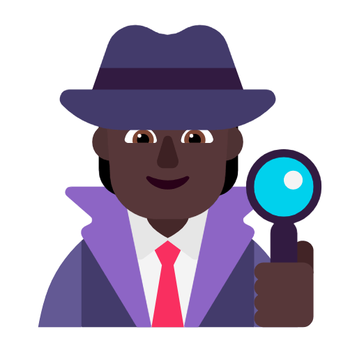 Microsoft design of the detective: dark skin tone emoji verson:Windows-11-23H2