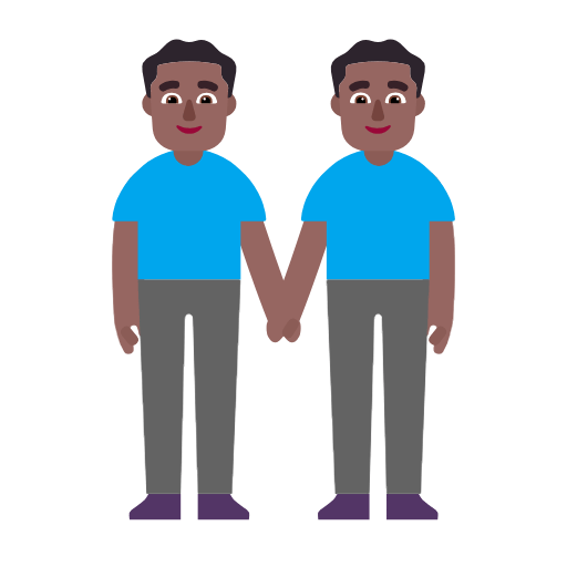 Microsoft design of the men holding hands: medium-dark skin tone emoji verson:Windows-11-23H2