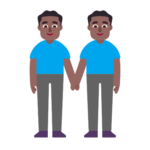 Microsoft design of the men holding hands: medium-dark skin tone emoji verson:Windows-11-23H2