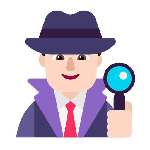 Microsoft design of the man detective: light skin tone emoji verson:Windows-11-23H2