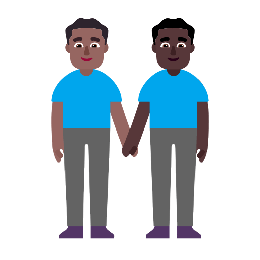 Microsoft design of the men holding hands: medium-dark skin tone dark skin tone emoji verson:Windows-11-23H2