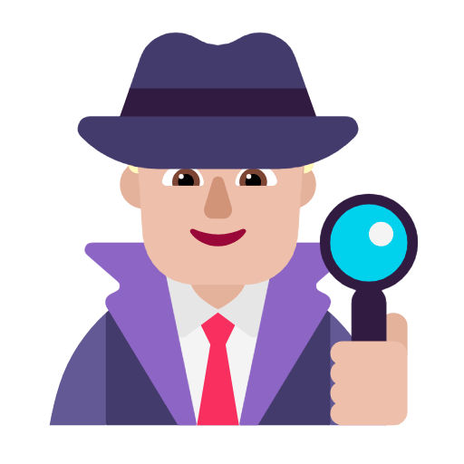 Microsoft design of the man detective: medium-light skin tone emoji verson:Windows-11-23H2