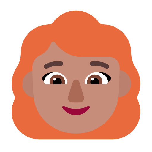 Microsoft design of the woman: medium skin tone red hair emoji verson:Windows-11-23H2