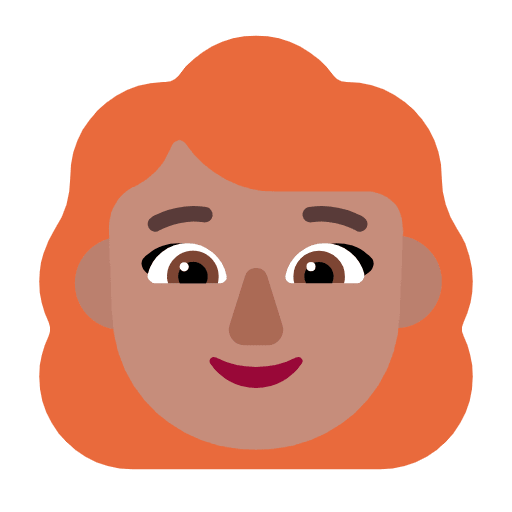 Microsoft design of the woman: medium skin tone red hair emoji verson:Windows-11-23H2