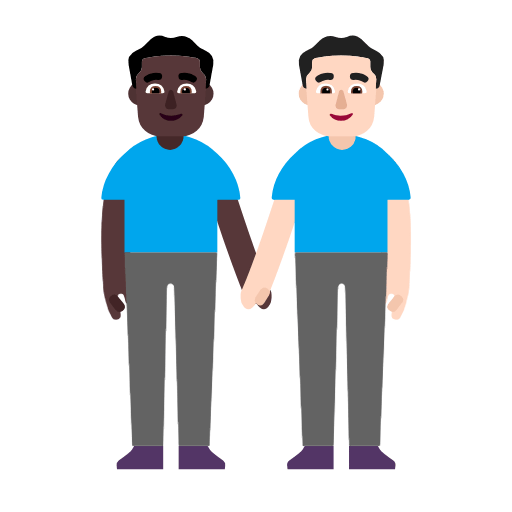 Microsoft design of the men holding hands: dark skin tone light skin tone emoji verson:Windows-11-23H2