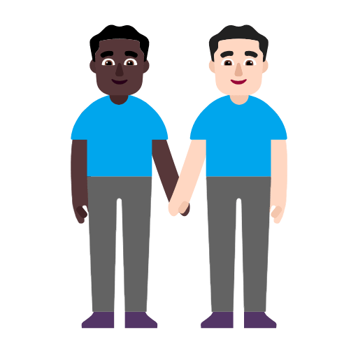Microsoft design of the men holding hands: dark skin tone light skin tone emoji verson:Windows-11-23H2