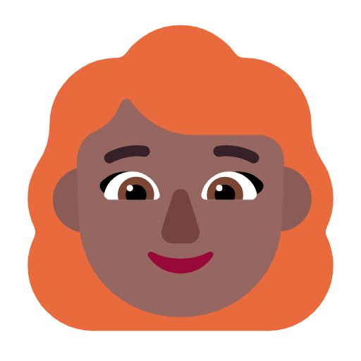 Microsoft design of the woman: medium-dark skin tone red hair emoji verson:Windows-11-23H2