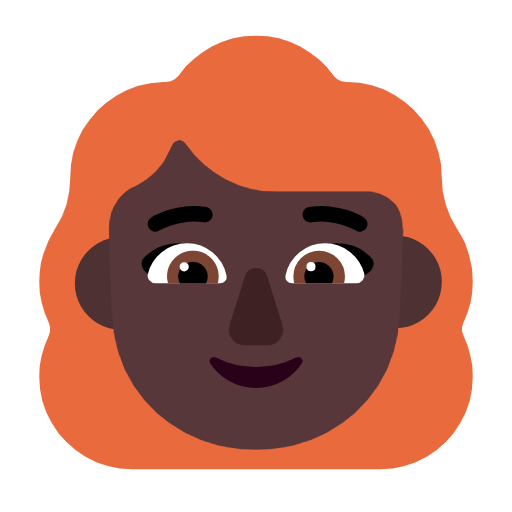 Microsoft design of the woman: dark skin tone red hair emoji verson:Windows-11-23H2