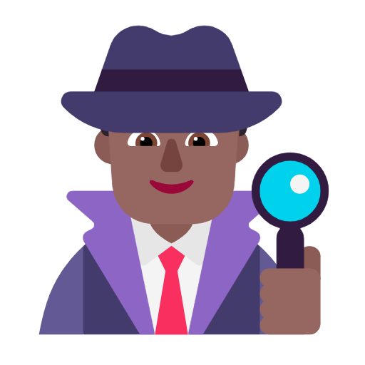 Microsoft design of the man detective: medium-dark skin tone emoji verson:Windows-11-23H2