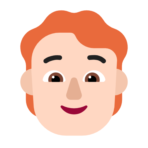 Microsoft design of the person: light skin tone red hair emoji verson:Windows-11-23H2