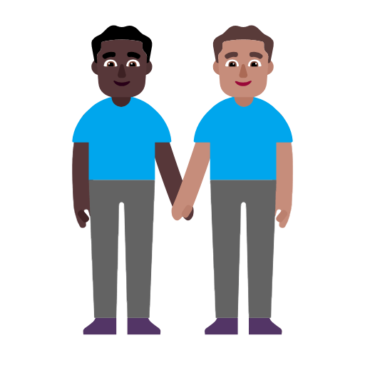 Microsoft design of the men holding hands: dark skin tone medium skin tone emoji verson:Windows-11-23H2