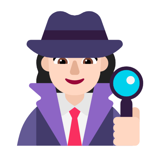 Microsoft design of the woman detective: light skin tone emoji verson:Windows-11-23H2