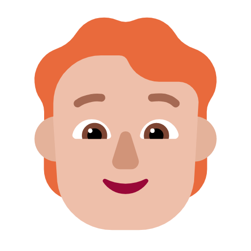 Microsoft design of the person: medium-light skin tone red hair emoji verson:Windows-11-23H2