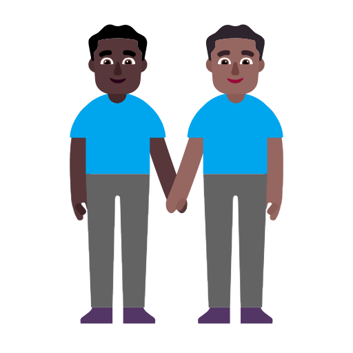 Microsoft design of the men holding hands: dark skin tone medium-dark skin tone emoji verson:Windows-11-23H2