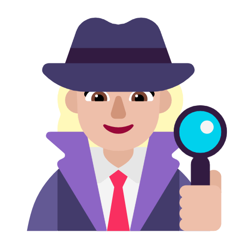 Microsoft design of the woman detective: medium-light skin tone emoji verson:Windows-11-23H2