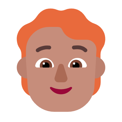 Microsoft design of the person: medium skin tone red hair emoji verson:Windows-11-23H2