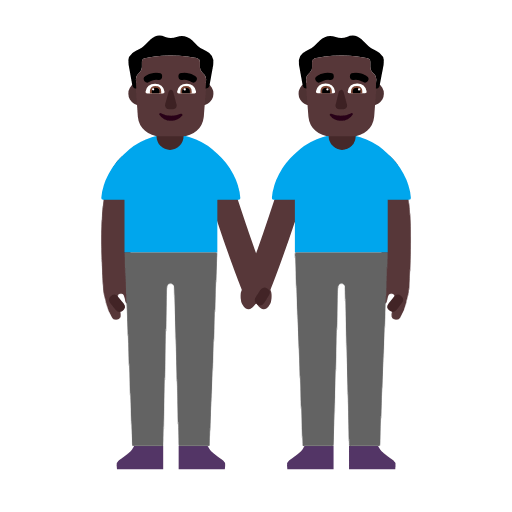 Microsoft design of the men holding hands: dark skin tone emoji verson:Windows-11-23H2