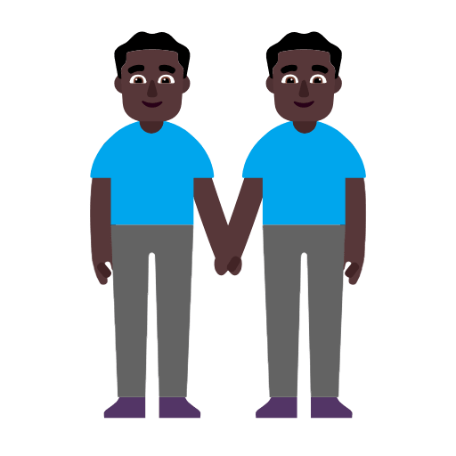 Microsoft design of the men holding hands: dark skin tone emoji verson:Windows-11-23H2