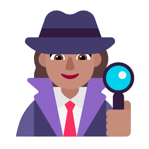 Microsoft design of the woman detective: medium skin tone emoji verson:Windows-11-23H2