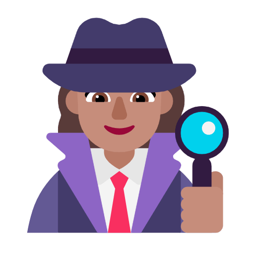 Microsoft design of the woman detective: medium skin tone emoji verson:Windows-11-23H2