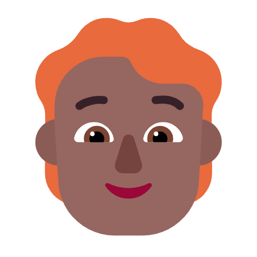 Microsoft design of the person: medium-dark skin tone red hair emoji verson:Windows-11-23H2