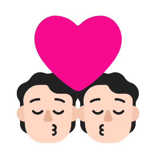 Microsoft design of the kiss: light skin tone emoji verson:Windows-11-23H2