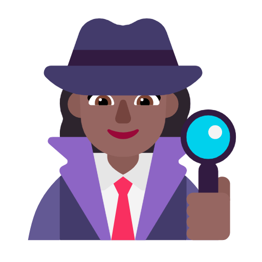 Microsoft design of the woman detective: medium-dark skin tone emoji verson:Windows-11-23H2