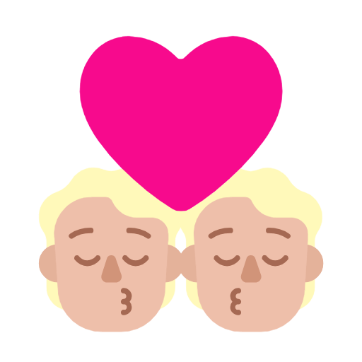 Microsoft design of the kiss: medium-light skin tone emoji verson:Windows-11-23H2