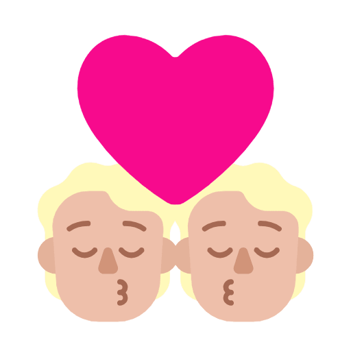 Microsoft design of the kiss: medium-light skin tone emoji verson:Windows-11-23H2