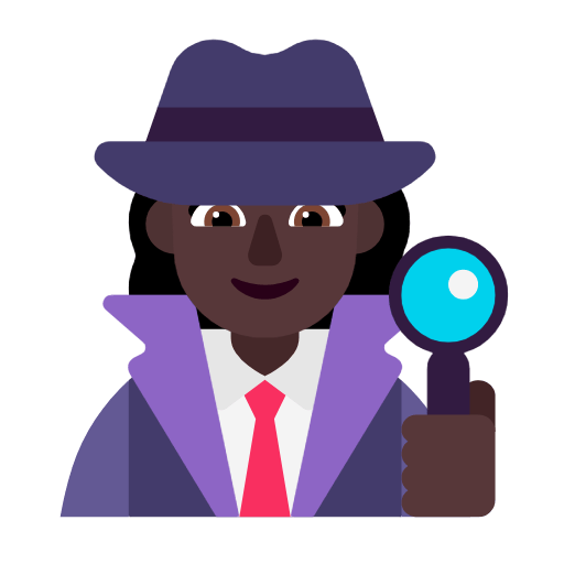 Microsoft design of the woman detective: dark skin tone emoji verson:Windows-11-23H2