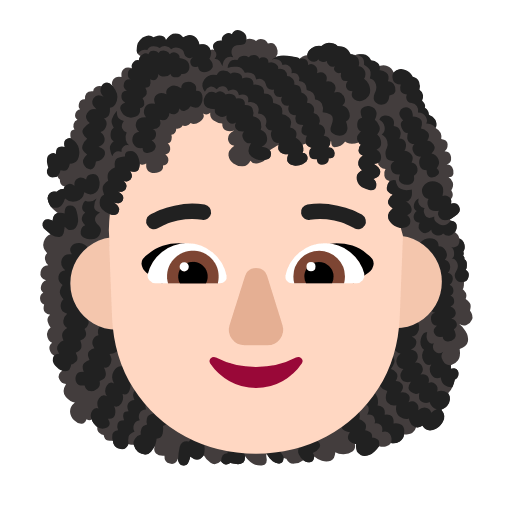 Microsoft design of the woman: light skin tone curly hair emoji verson:Windows-11-23H2