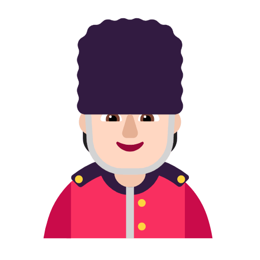 Microsoft design of the guard: light skin tone emoji verson:Windows-11-23H2
