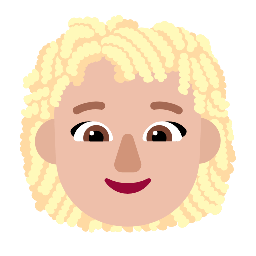 Microsoft design of the woman: medium-light skin tone curly hair emoji verson:Windows-11-23H2
