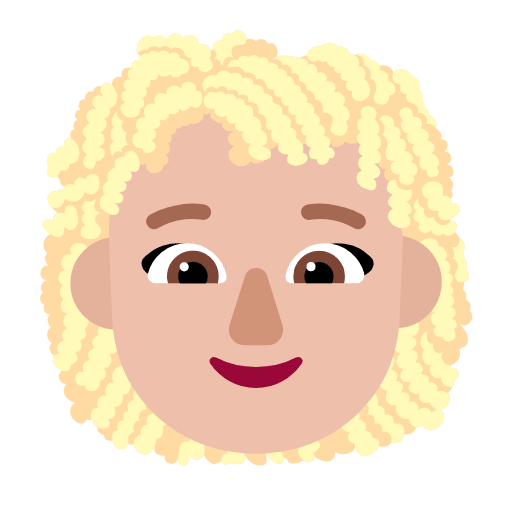 Microsoft design of the woman: medium-light skin tone curly hair emoji verson:Windows-11-23H2