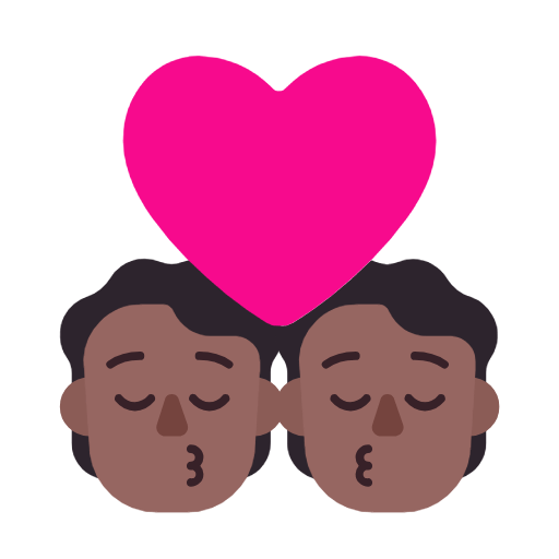 Microsoft design of the kiss: medium-dark skin tone emoji verson:Windows-11-23H2