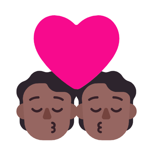 Microsoft design of the kiss: medium-dark skin tone emoji verson:Windows-11-23H2