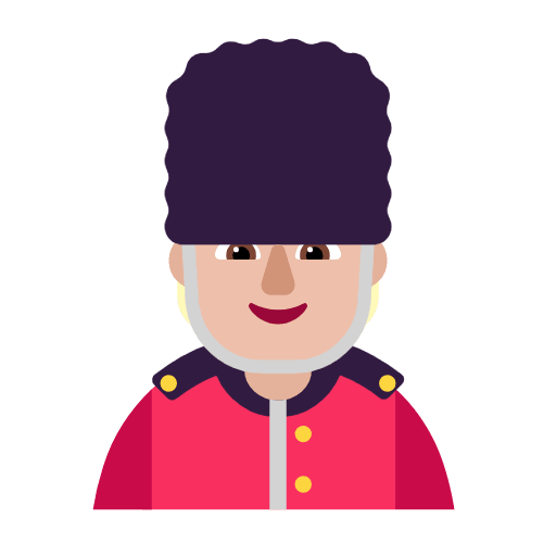 Microsoft design of the guard: medium-light skin tone emoji verson:Windows-11-23H2