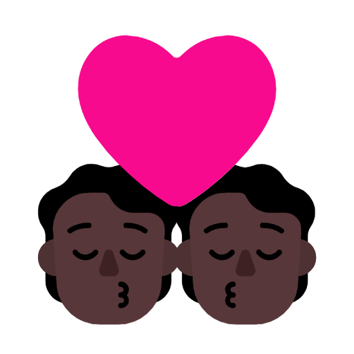 Microsoft design of the kiss: dark skin tone emoji verson:Windows-11-23H2