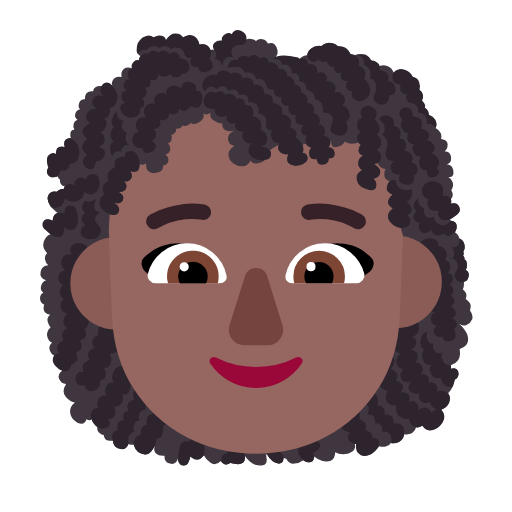 Microsoft design of the woman: medium-dark skin tone curly hair emoji verson:Windows-11-23H2