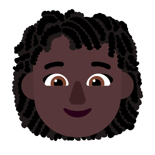 Microsoft design of the woman: dark skin tone curly hair emoji verson:Windows-11-23H2