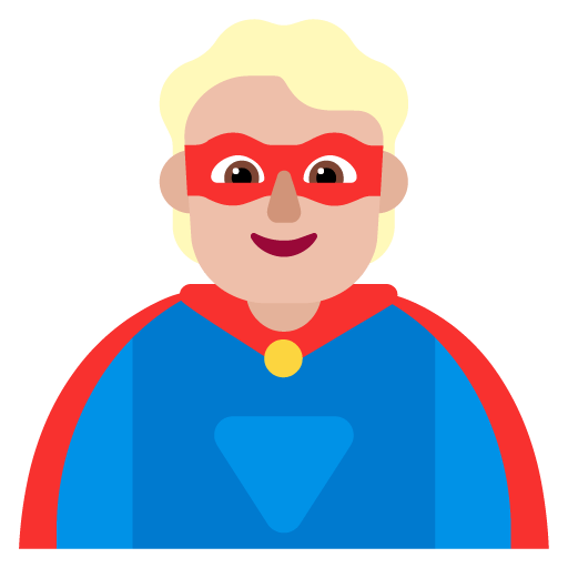 Microsoft design of the superhero: medium-light skin tone emoji verson:Windows-11-22H2