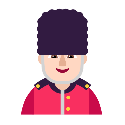 Microsoft design of the man guard: light skin tone emoji verson:Windows-11-23H2