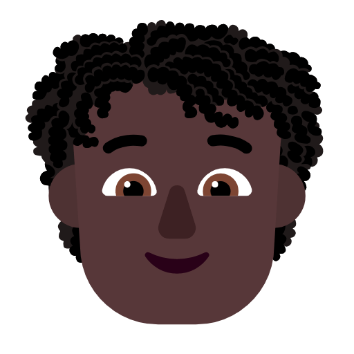 Microsoft design of the person: dark skin tone curly hair emoji verson:Windows-11-23H2