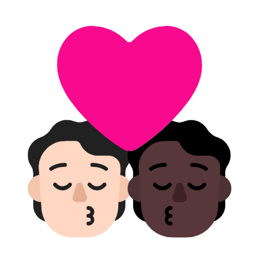 Microsoft design of the kiss: person person light skin tone dark skin tone emoji verson:Windows-11-23H2