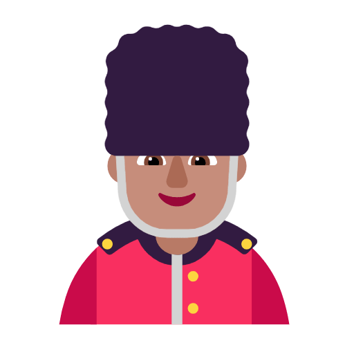 Microsoft design of the man guard: medium skin tone emoji verson:Windows-11-23H2