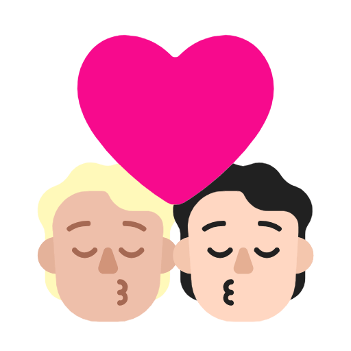 Microsoft design of the kiss: person person medium-light skin tone light skin tone emoji verson:Windows-11-23H2