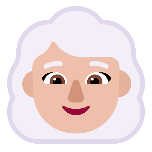 Microsoft design of the woman: medium-light skin tone white hair emoji verson:Windows-11-23H2