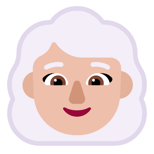 Microsoft design of the woman: medium-light skin tone white hair emoji verson:Windows-11-23H2